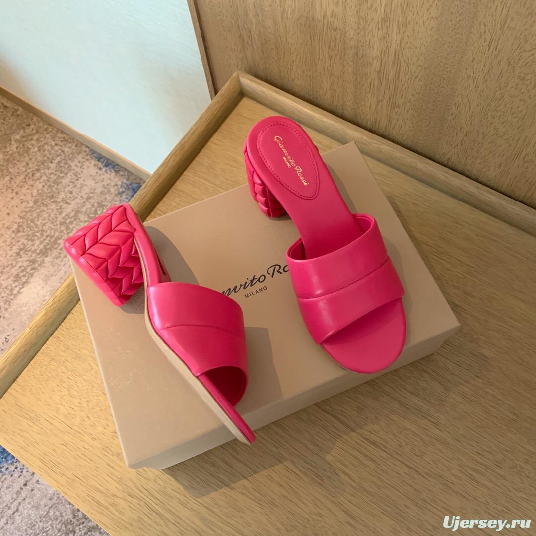 2025 Women Gianvito Rossi Pink Leather Slippers