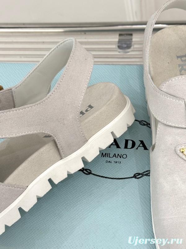 2025 Women Prada Grey Suede Casual Shoes