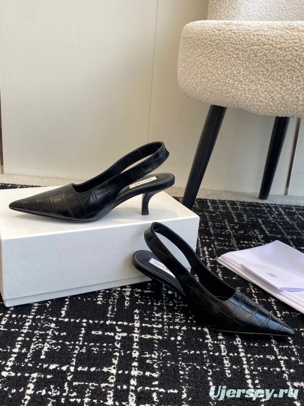 2025 Women Toteme Black Leather Slingback Pointed Toe KFY00290