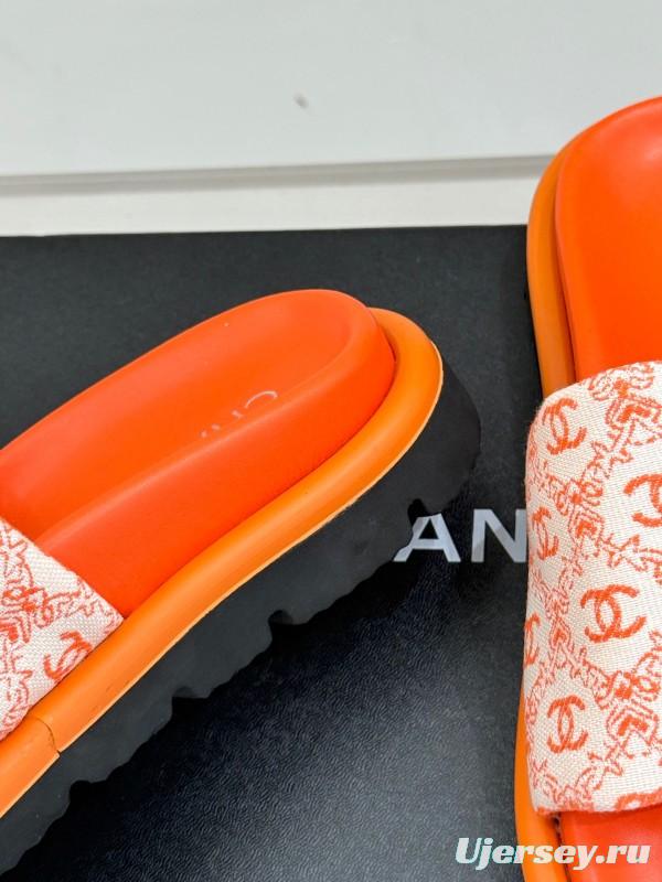 2025 Slippers Chanel Orange Nylon Slippers