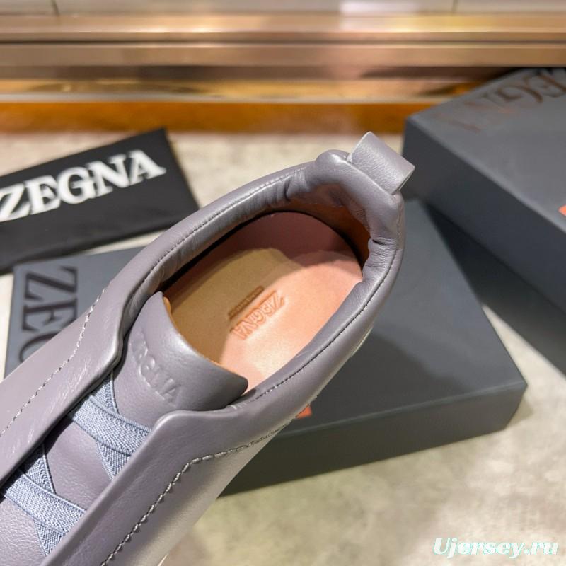 2024 Men Ermenegildo Zegna Gray Calfskin Casual Sneakers MJ00280