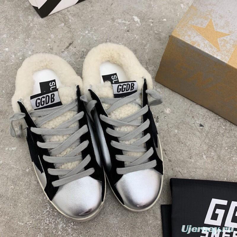 2024 Slippers GGDB White Black Leather Shearling Slippers MJ00280