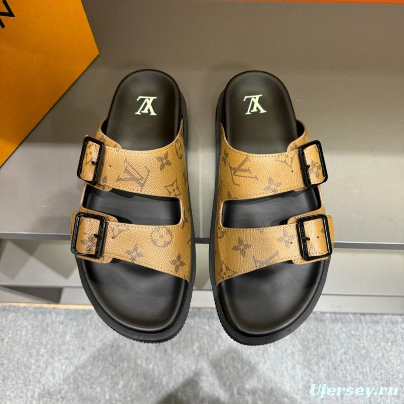 2024 Slippers Louis Vuitton brown leather Slippers