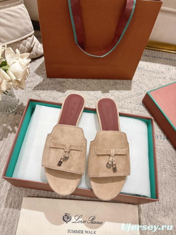 2025 Women LP Beige Suede Slippers LY00270