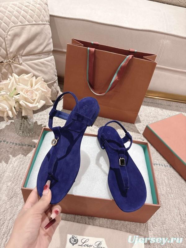 2025 Women LP Blue Suede Sandals