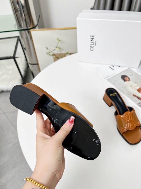 2025 Women Celine Brown Leather Sandals