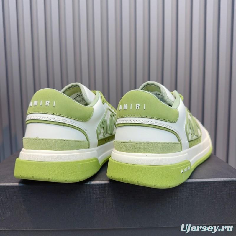 2025 Unisex Amiri Green White Leather Sneakers MJ00360