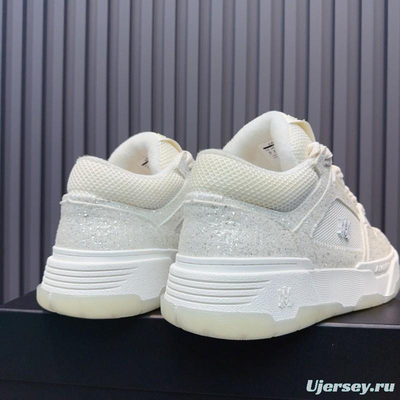 2024 Unisex Amiri White Mesh Leather Sneakers MJ00360