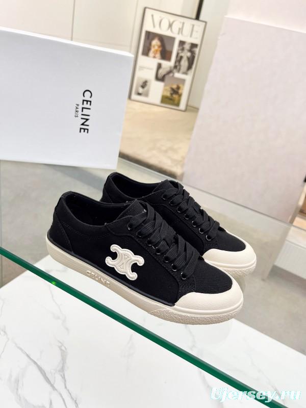 2025 Women Celine Black Canvas Sneakers LY00210