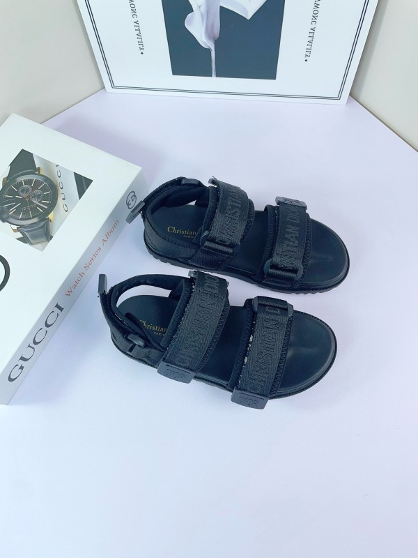2025 Kids Dior Grey Black Fabric Sandals