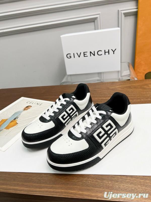 2024 Unisex Givenchy Black White Leather Sneakers