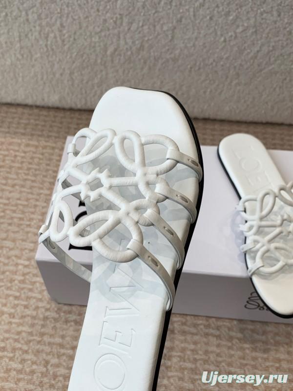 2025 Loewe White Leather Slippers