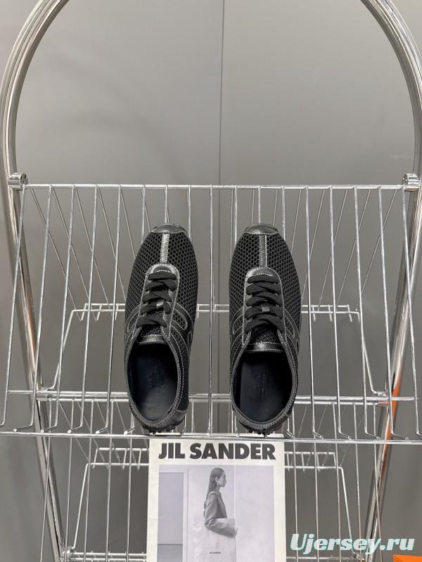 2025 Women Hermès Black Mesh Leather Trainers KFY00250