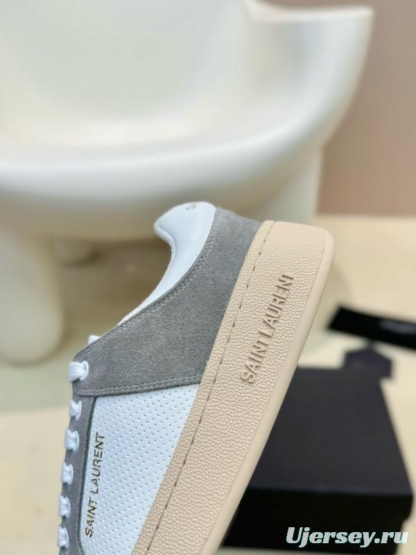 2024 Unisex Yves Saint Laurent White Grey Suede Leather Mesh Sneaker MJ00350
