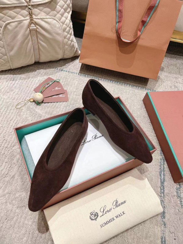 2025 Women LP Brown Suede Ballet Flat LY00320