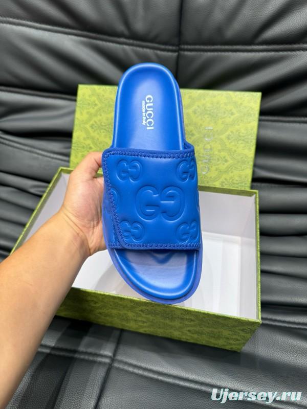 2024 Slippers Gucci Blue Leather Slippers MJ00200