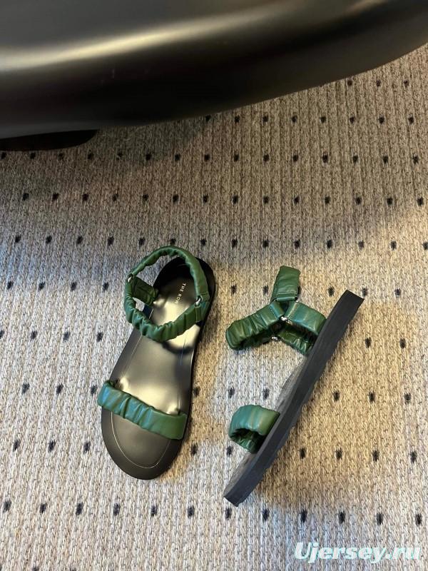 2025 Women The Row Green Leather Sandals
