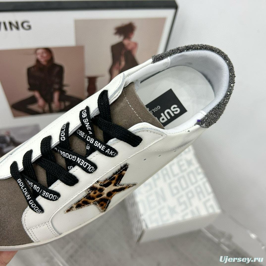 2025 Women GGDB White Leopard Suede Leather Sneakers