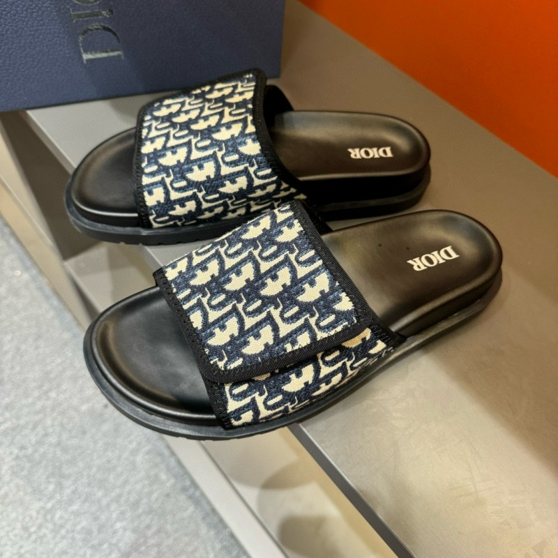 2024 Dior Black Canvas Slippers MJ00180