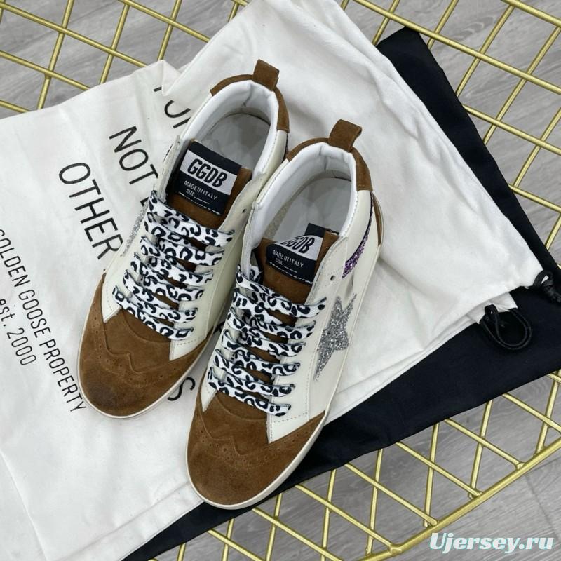 2024 Unisex GGDB white brown suede leather glitter star sneakers MJ00300