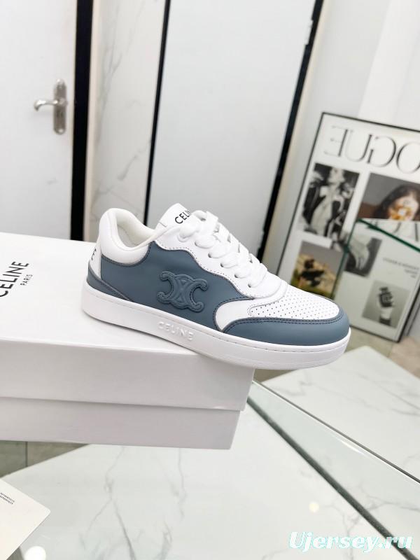 2025 Unisex CELINE White Grey Leather Sneakers