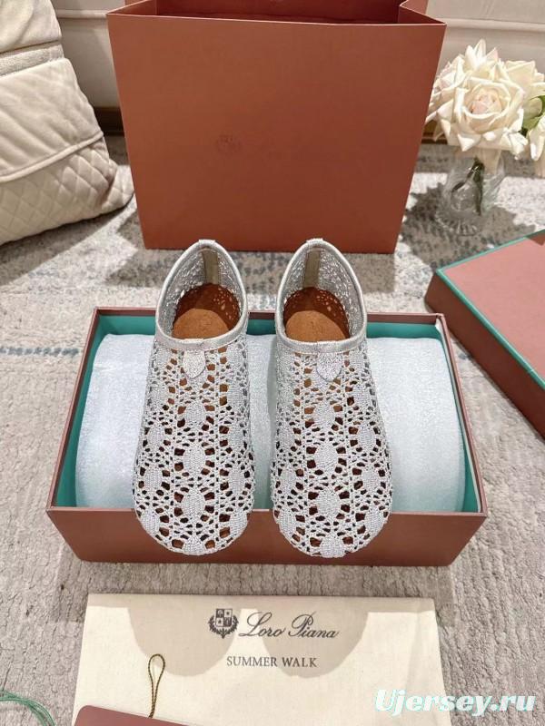 2025 Women LP White Knitted Ballet Shoes LY00250