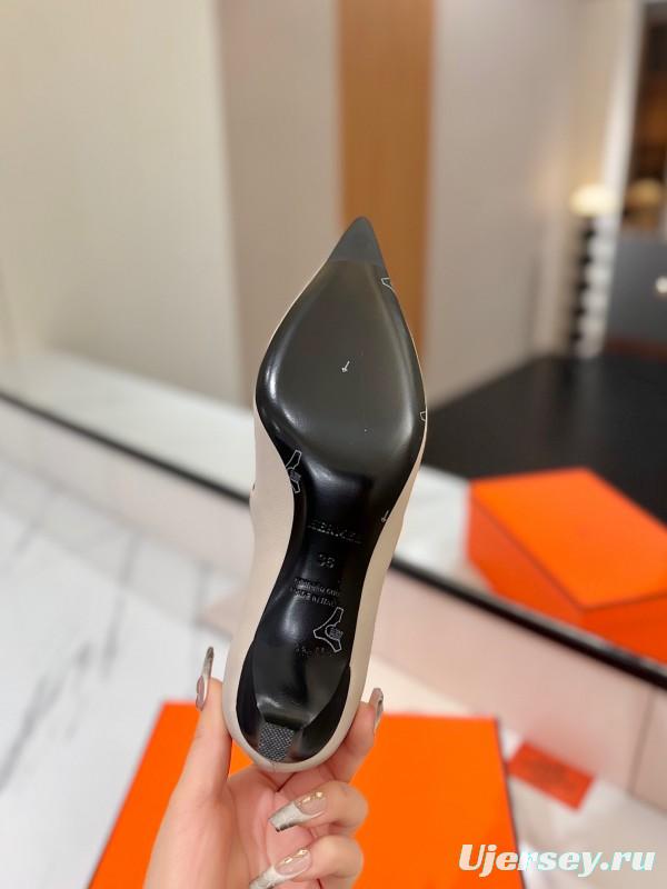 2025 Women Hermès White Leather Mary Jane