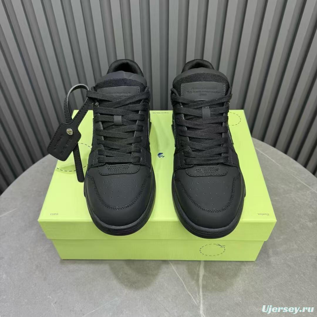 2025 Unisex Off-White Black Leather Sneakers KFY00310