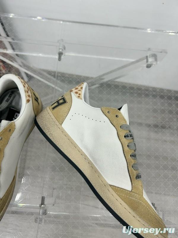 2024 Unisex GGDB White Beige Glitter Suede Leather Low Top Sneakers MJ00260