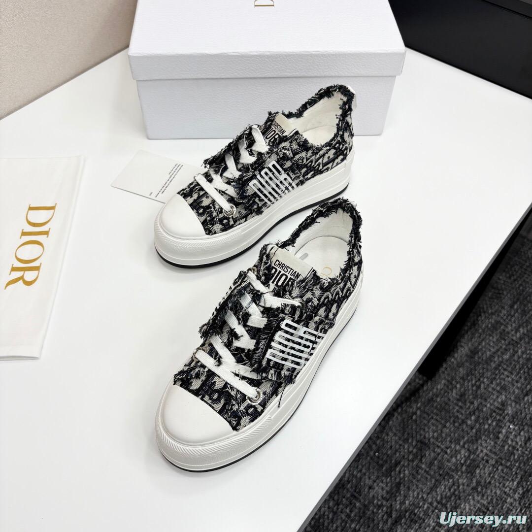 2025 Women Dior Black Grey Canvas Casual Sneaker LY00300