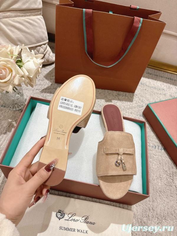 2025 Women LP Beige Suede Slippers LY00270