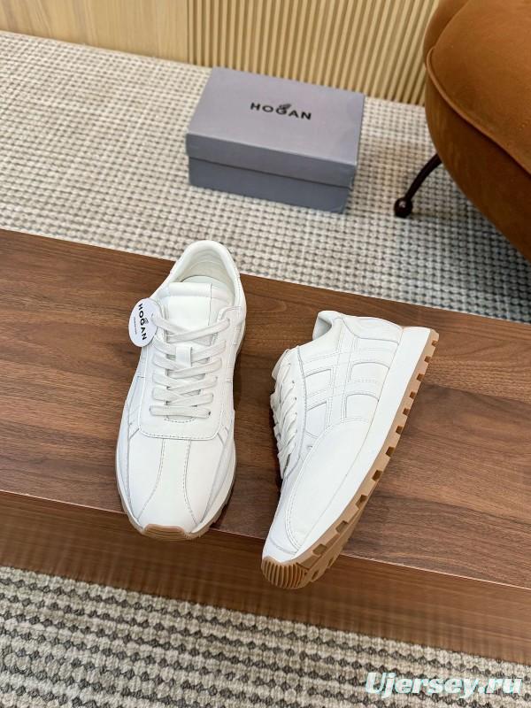 2025 Unisex HOGAN White Leather Suede Sneakers H671