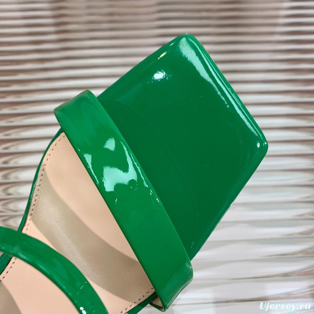 2025 Women Gianvito Rossi Green Leather High Heel Sandals