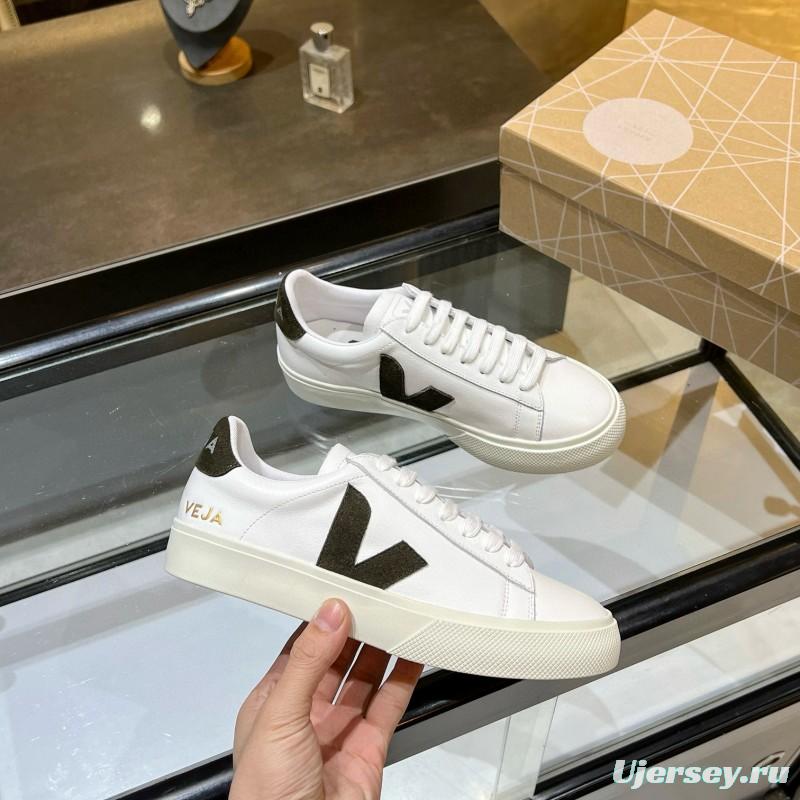 2025 Unisex VEJA White Black Leather Canvas Vulcanized Sneakers MJ00240