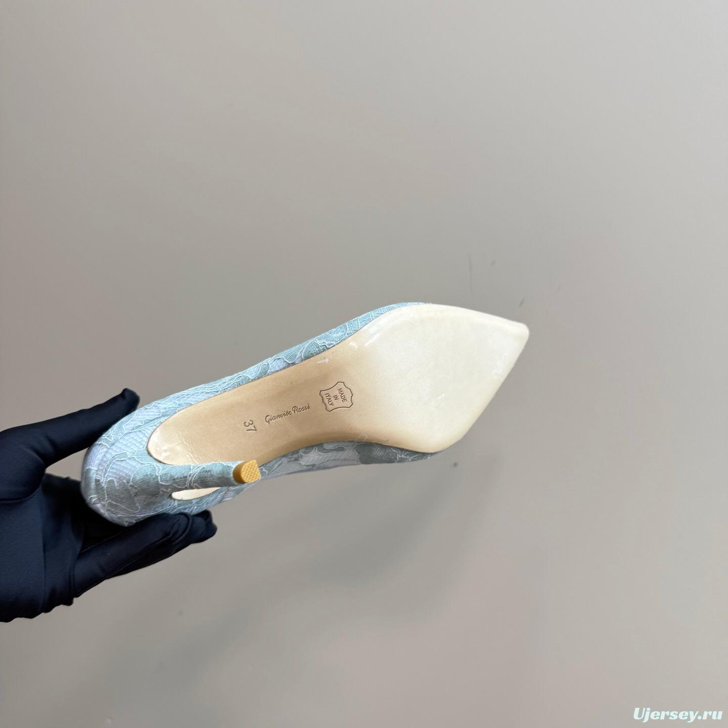 2025 Women Gianvito Rossi Light Blue Lace High Heel KFY00280