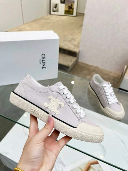 2025 Women Celine Light Grey Canvas Sneakers LY00210