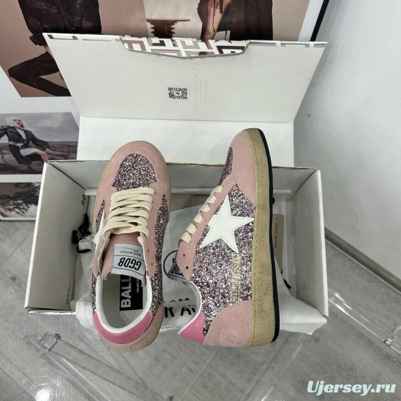 2024 Women GGDB Pink White Glitter Suede Sneakers MJ00260