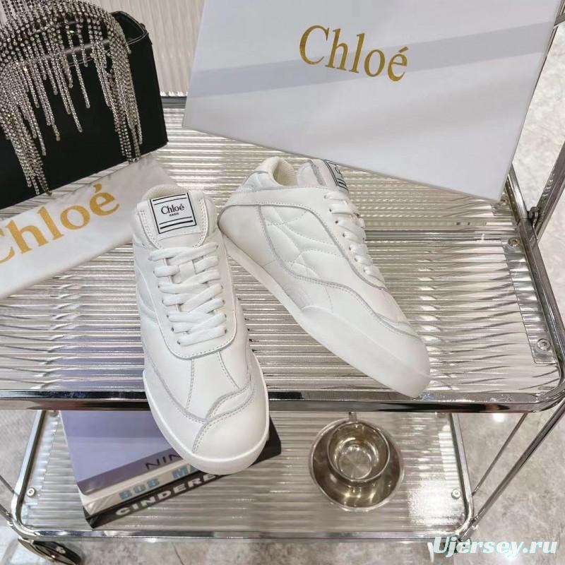 2025 Women Chloé White Leather Sneakers LY00300