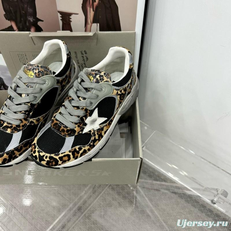 2024 Women GGDB Leopard Black Grey Mesh Leather Sneakers