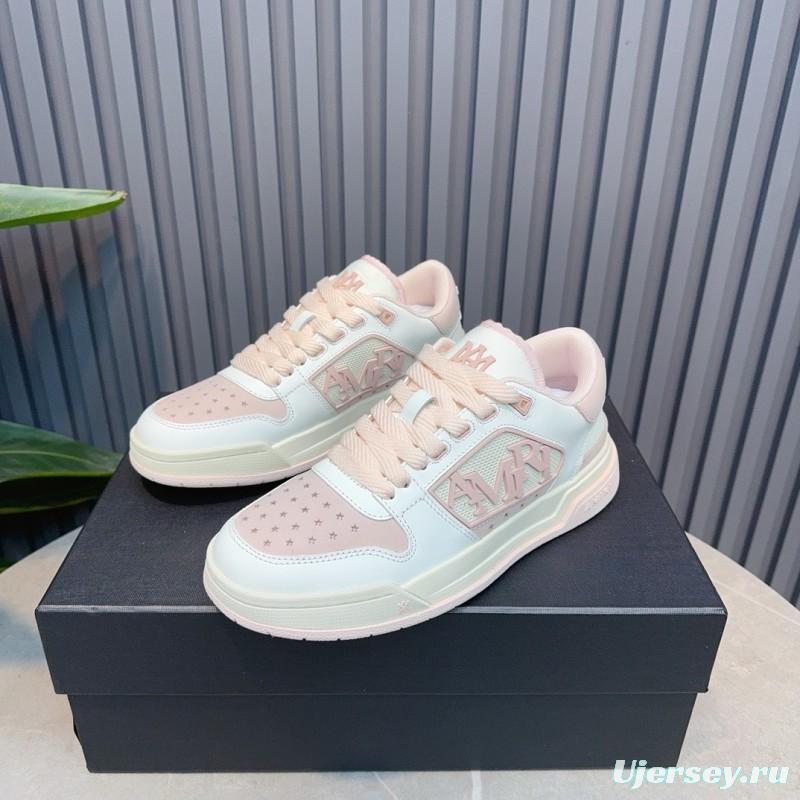 2025 Unisex Amiri White Pink Leather Sneakers MJ00360