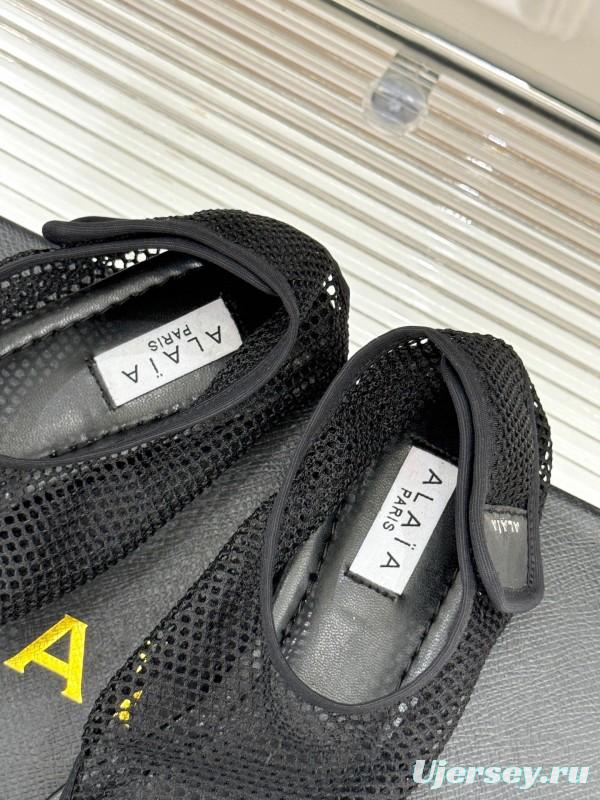 2025 Women YSL Black Mesh Sandals