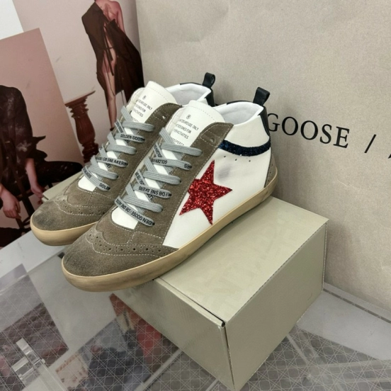 2024 Unisex GGDB White Red Glitter Suede Leather Sneakers MJ00300