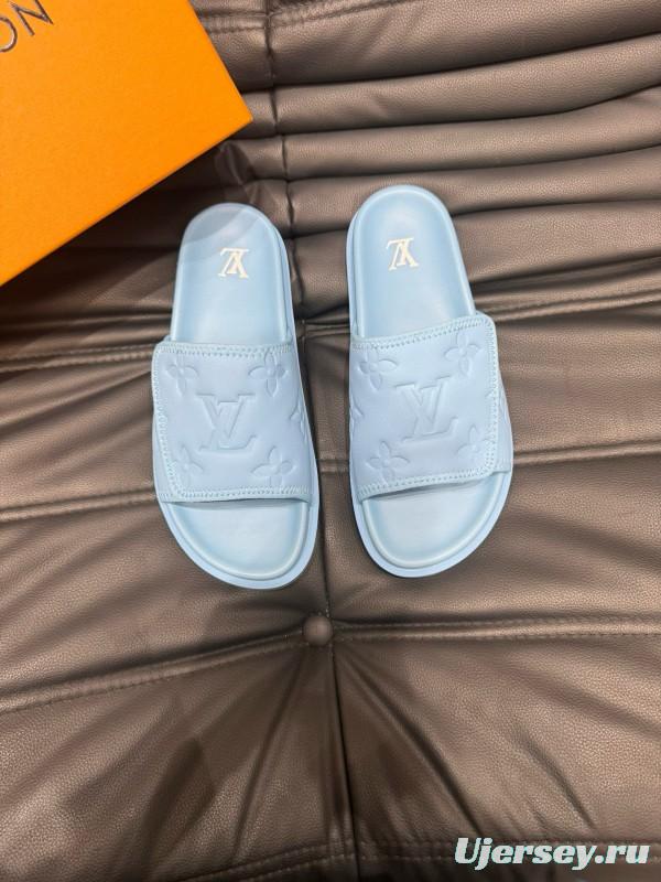 2024 Slippers Louis Vuitton light blue synthetic leather Slippers MJ00200