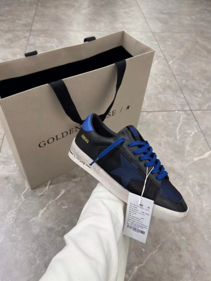 2024 Unisex GGDB Black Blue Leather Mesh Low Top Sneakers MJ00260