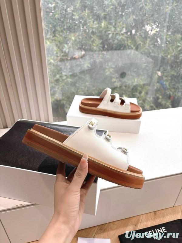 2025 CELINE White Leather Sandals