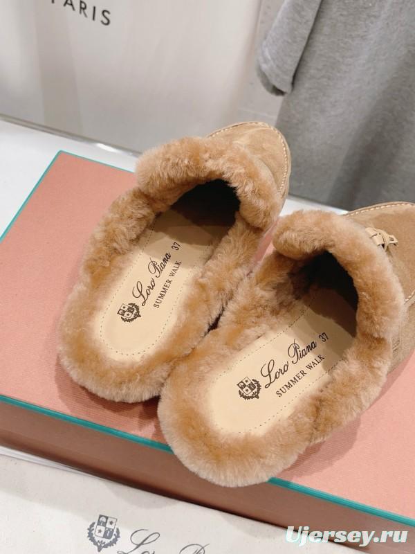 2024 Slippers LP Beige Suede Fur Slip-on