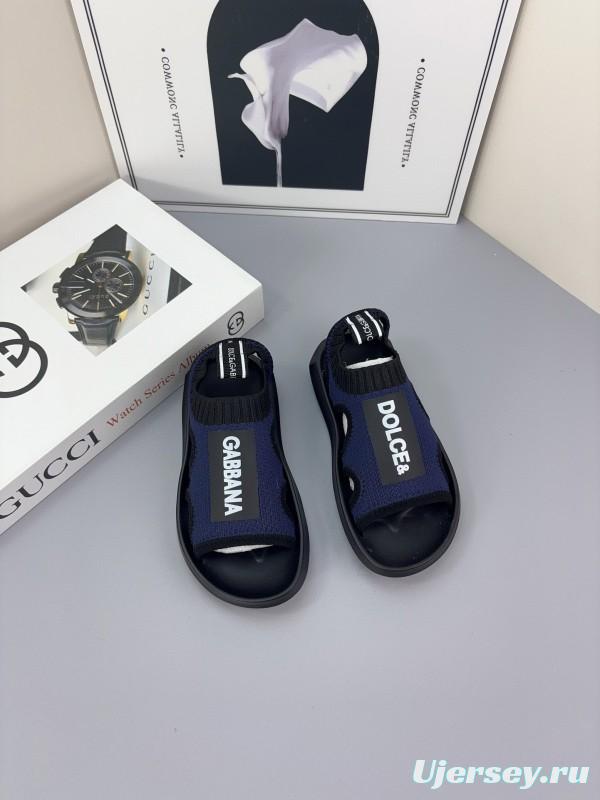 2025 Kids Dolce & Gabbana Pink Black White Knit Sandals