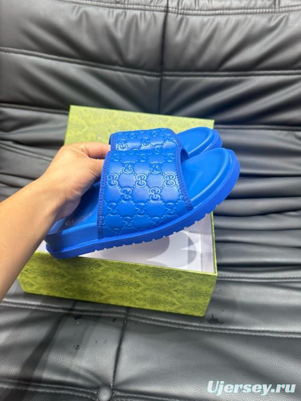 2024 Slippers Gucci Blue Leather Slippers MJ00200