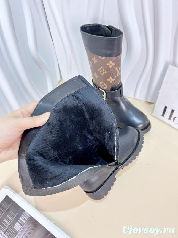 2024 Kids Louis Vuitton Black Brown Leather Boots