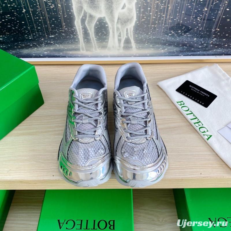 2025 Unisex Bottega Veneta Silver Grey Mesh TPU Runner Sneakers LY00310